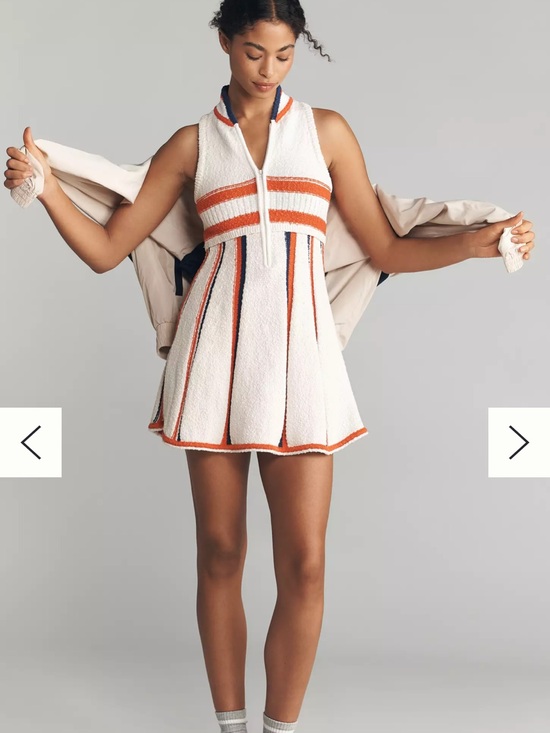 Anthropologie Dresses & Skirts - Anthropologie White Dress with Orange and Navy Trim